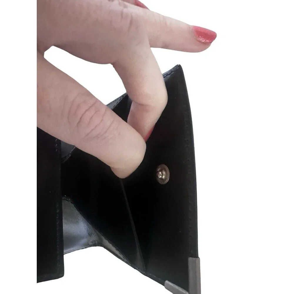 Dunhill Compact card/coin Black Leather Case Silver Hardware Mens/Women's Unisex